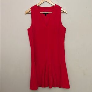 J.Crew Red Sleeveless V-Neck Ruffle Hem Shift Dress size S Holiday Party Classic